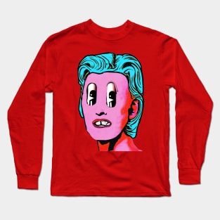 Horrible Retro Pop Art 2 | Alternate Universe Surreal LSD Design | Pink Face Long Sleeve T-Shirt